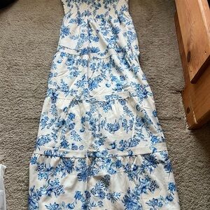 Floral Blue and White Maxi Dress